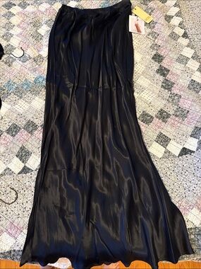 Nation LTD Black Satin Maxi Skirt